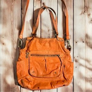 Rare Fossil leather crossbody shoulder bag tote 15X15